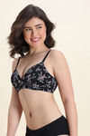 Zivame Padded Non Wired Medium Coverage Tshirt Bra - Black Floral — thumbnail 3